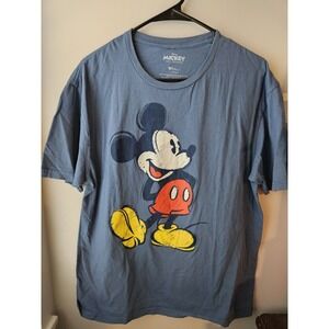 Mickey Mouse Women Shirt Large(42/44) Blue Oversized 100%Cotton‎